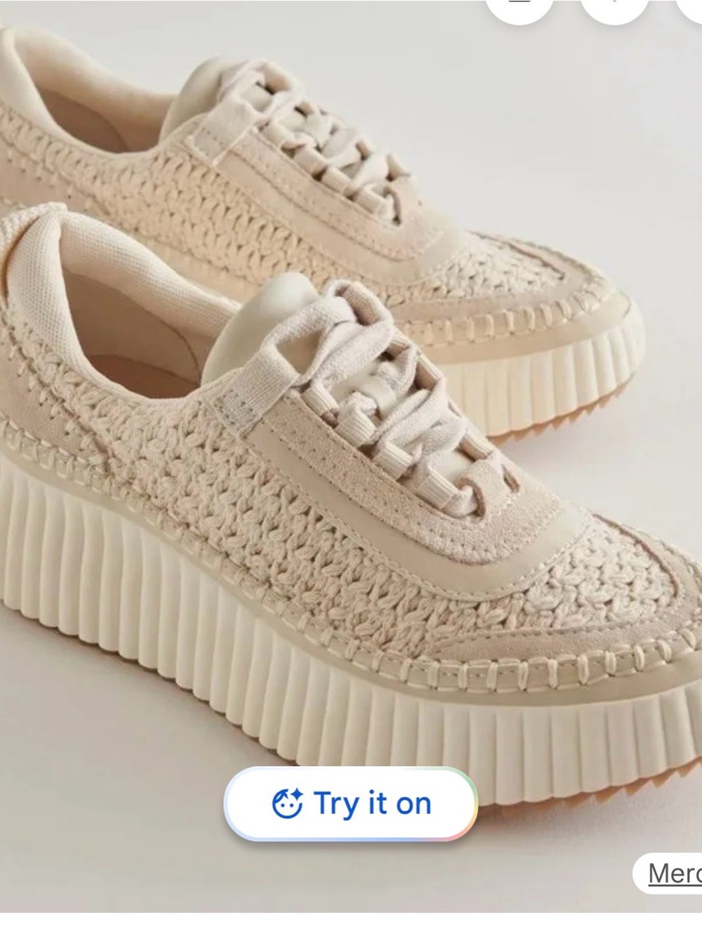 Dolce Vita Cream Woven Platform Sneakers - Picture 11 of 11